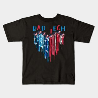 Rad Tech American Flag Melting Heart 4th Of July Kids T-Shirt